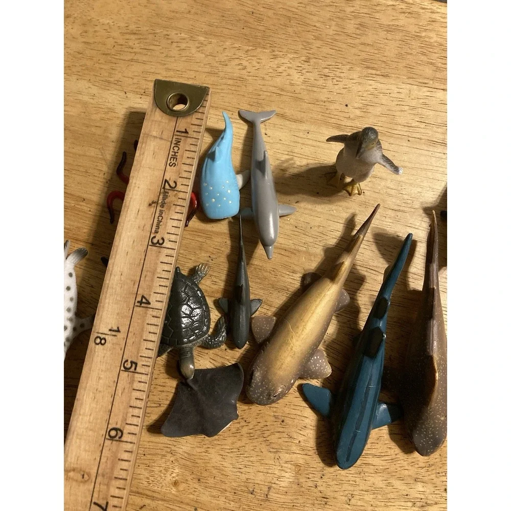 Marine Animal Figure LOT Sharks Octopus Turtle Sting Ray PVC Some vintage